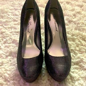 Lulu Townsend silver metallic sparkle pumps 7.5